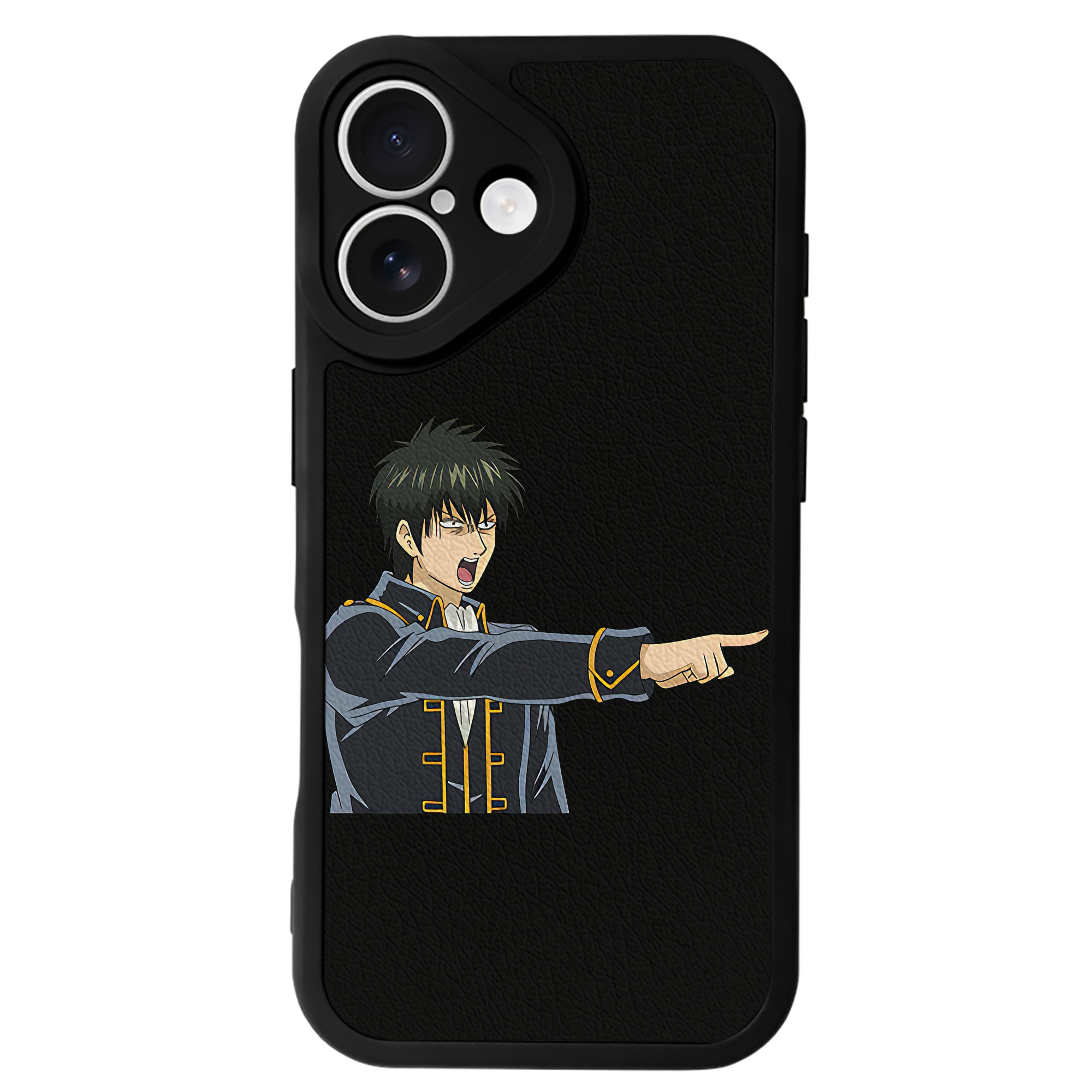 （画像用） ぎんたま 坂田銀時（さかたぎんとき） 神楽 志村新八（しむら しんぱち） GINTAMA Sakata Gintoki Kagura Shimura Shinpachi 【iPhone 16シリーズ対応】シリコンスマホケース（レザー調） 材質：シリコン